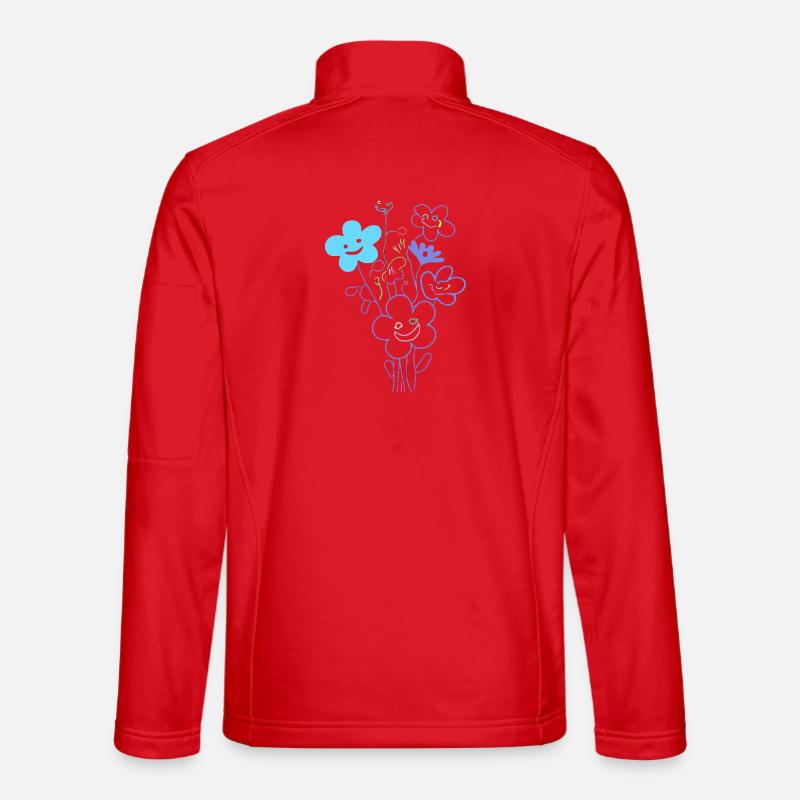 Fröhliche Blumen mit Neonlinien - Unisex Softshelljacke - Rot