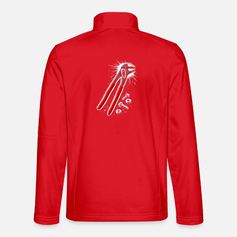 Pipe Wrench Tool Craftsman Design - Unisex Softshell Jacket - red