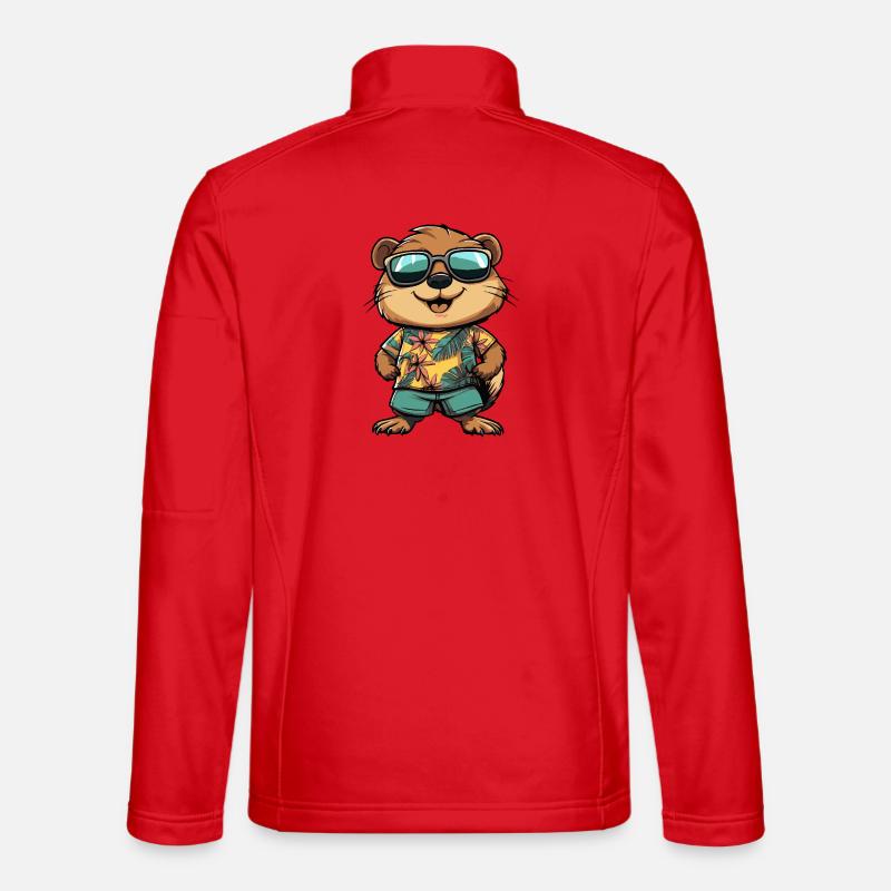 Biber Comic Urlaub - Unisex Softshelljacke - Rot