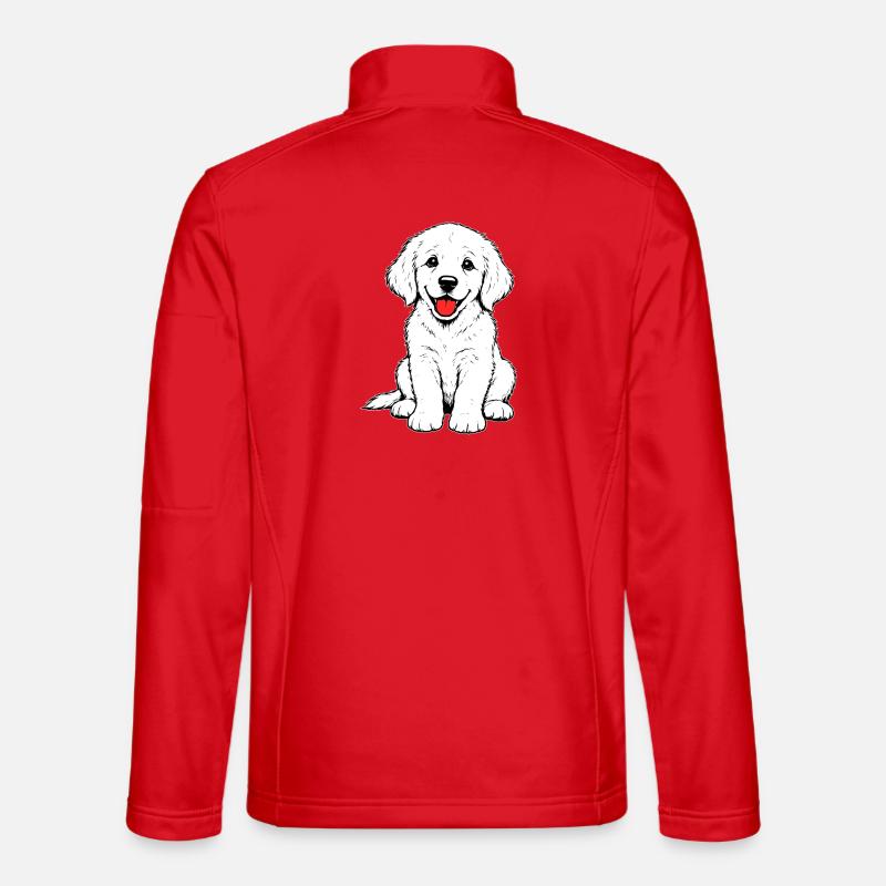 Golden_Retriever_Welpen_sitzend_weiss - Veste en tissu softshell Unisexe - rouge