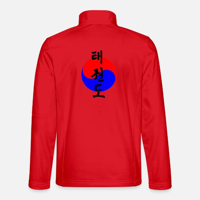 Taekwondo coréen écrit en cercle drapeau coréen Veste en tissu softshell Unisexe