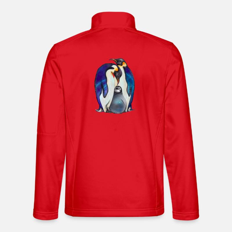 Sweet penguins with starry sky - Unisex Softshell Jacket - red
