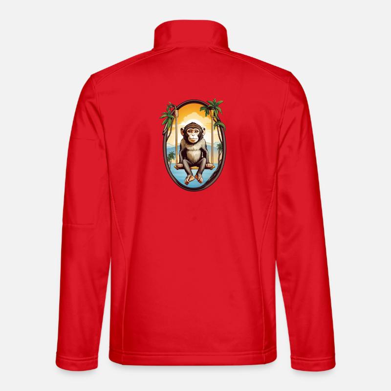 Affe auf Schaukel - Unisex Softshelljacke - Rot