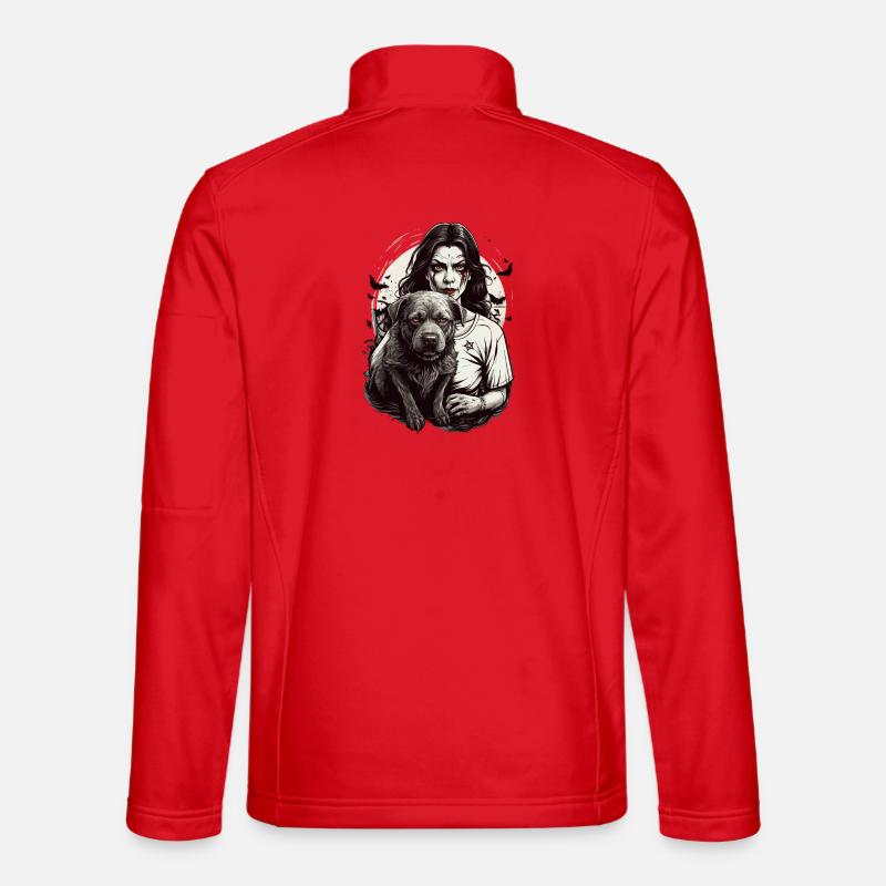 Vampir mit Hund - Unisex Softshelljacke - Rot