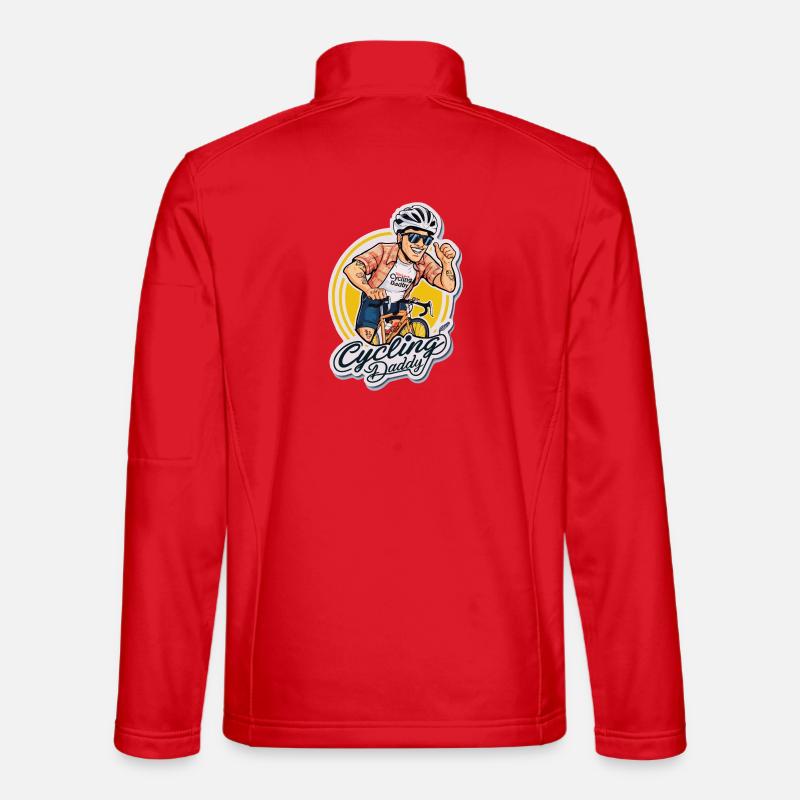 Cycling Daddy Cartoon Sticker - Unisex Softshell Jacket - red