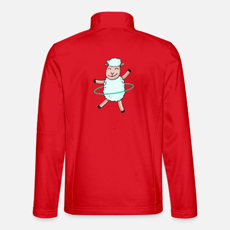 Cute Sheep with Hoop - Unisex Softshell Jacket - red