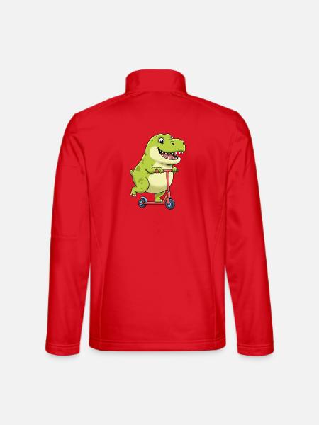 Söt Dino T-Rex Scooter Scooter Cartoon Kids - Softshelljacka unisex - röd