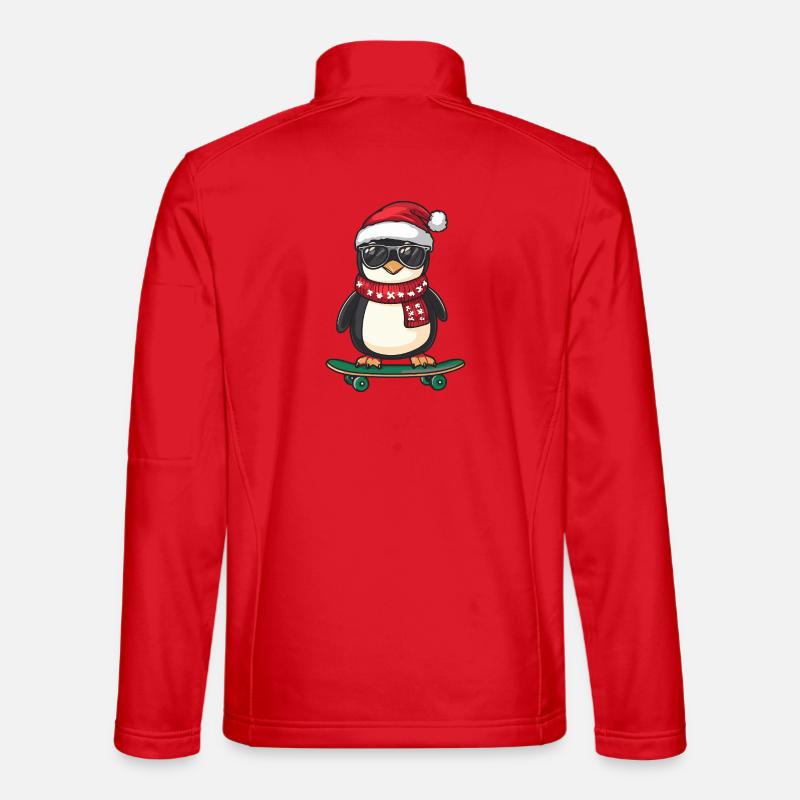 Penguin Christmas Funny - Unisex Softshell Jacket - red