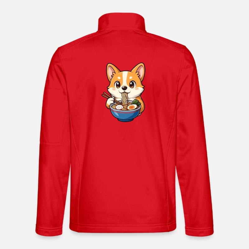 Corgi Eats Ramen Noodles Unisex Softshell Jacket