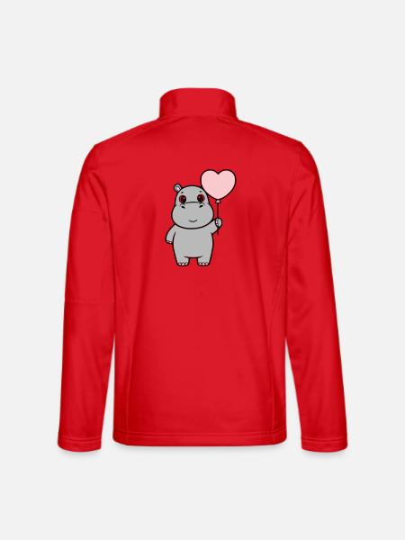 Amour en cœur d’hippopotame doux - Veste en tissu softshell Unisexe - rouge - Dos