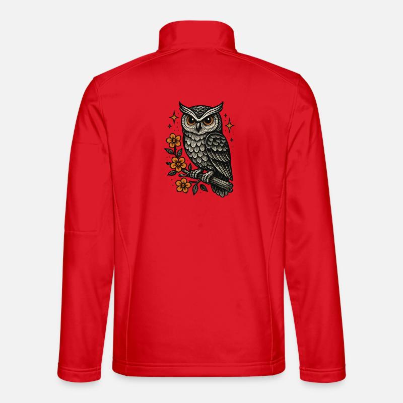 Eulenstern mit Feuerblüten - Unisex Softshelljacke - Rot