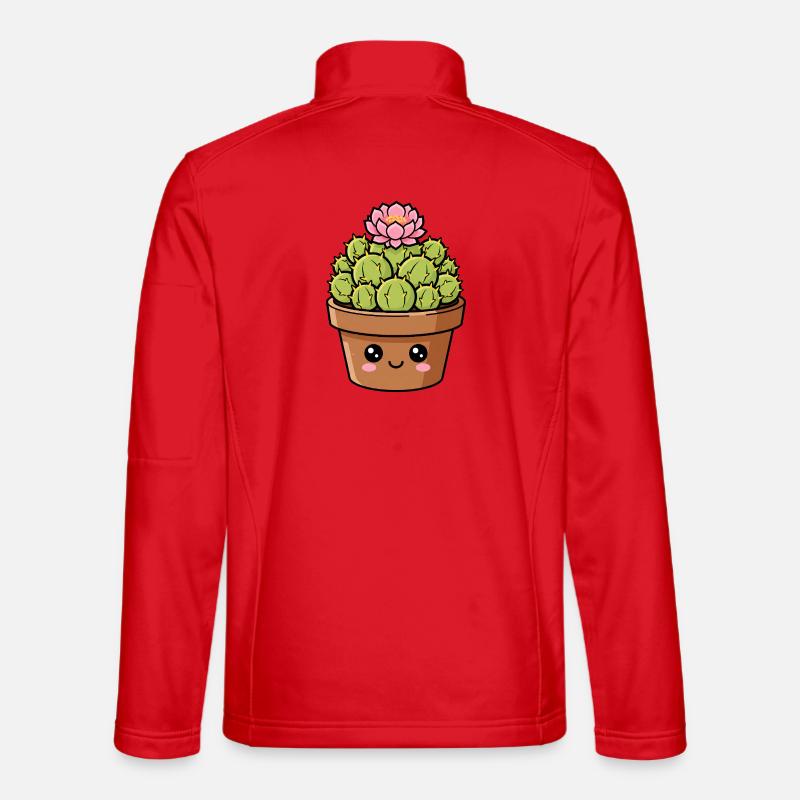 Kawaii Cactus Bloom Pot - Unisex Softshell Jacket - red