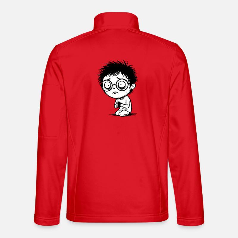 Student Coffee Fatigue Blank Gaze Manga - Unisex Softshell Jacket - red