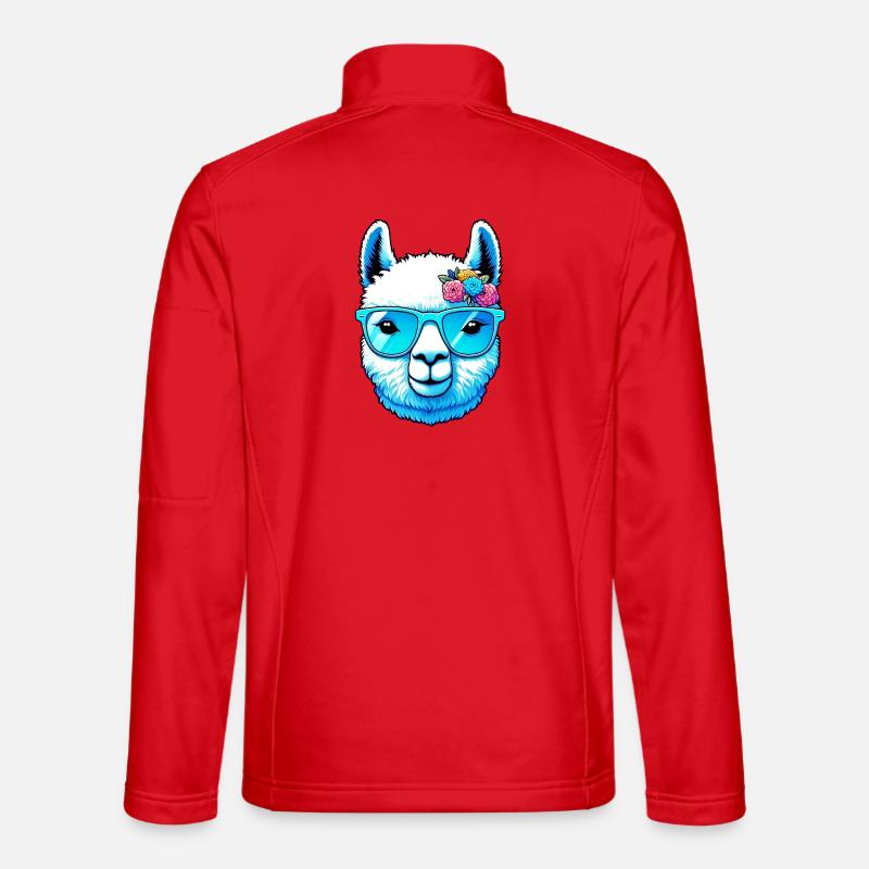 Alpaka mit Sonnenbrille - Unisex Softshelljacke - Rot