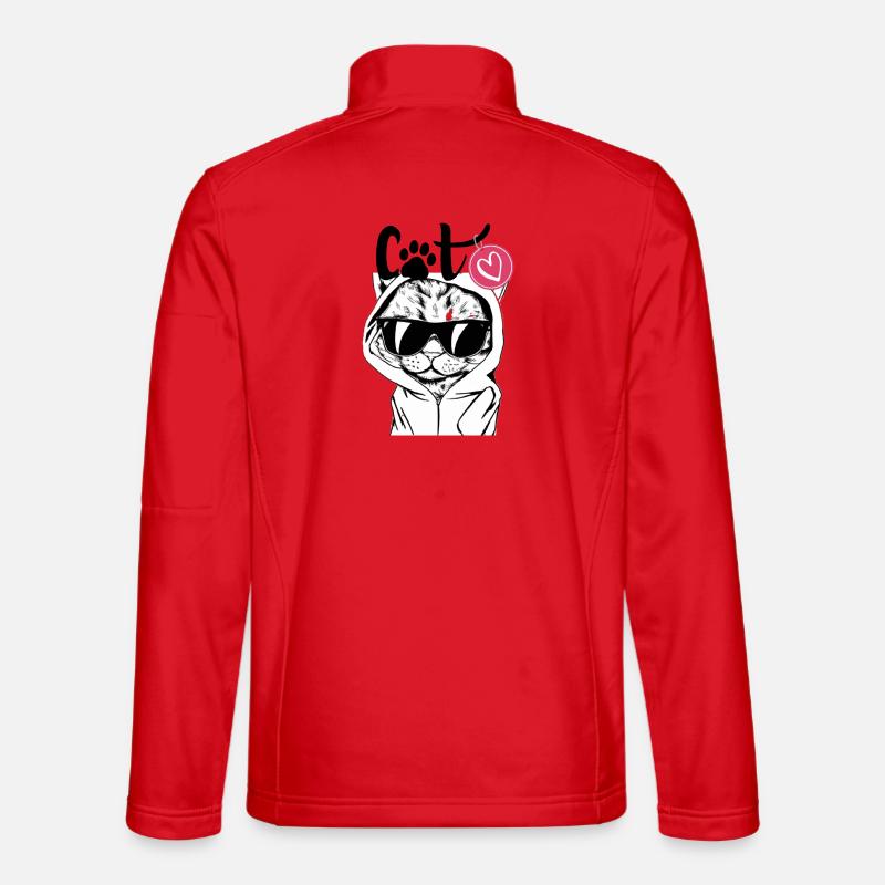 Katzen Hoodie mit Sonnenbrille - Unisex Softshelljacke - Rot