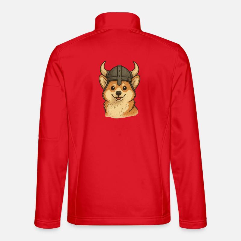 Wikinger-Hund Illustration - Unisex Softshelljacke - Rot