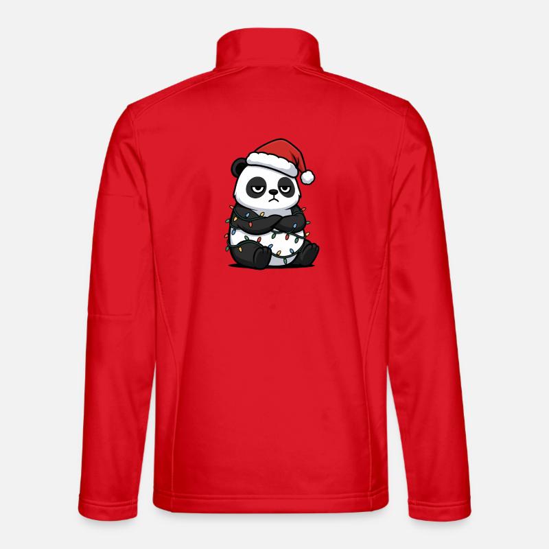 Panda Christmas clumsy Santa grumpy funny - Unisex Softshell Jacket - red
