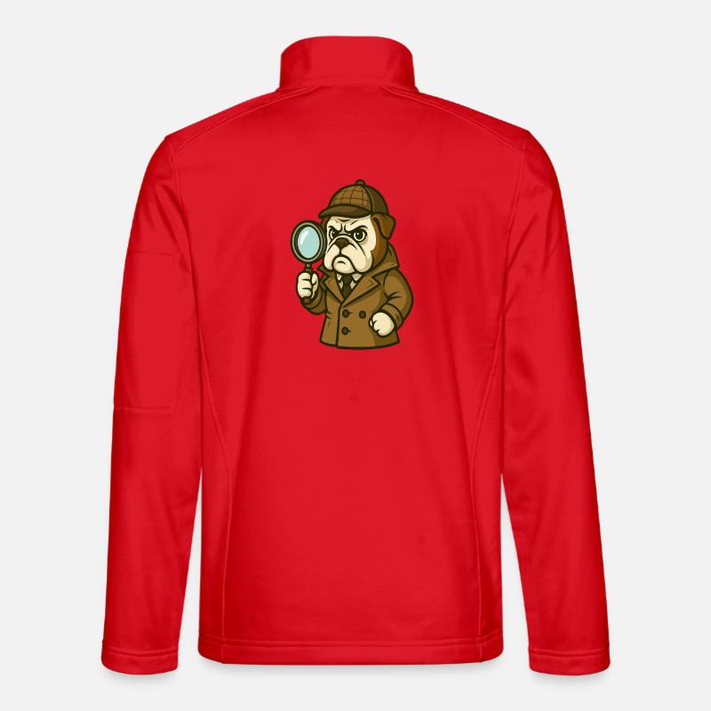 Detective Bulldog mit klassischem Sherlock-Look - Unisex Softshelljacke - Rot