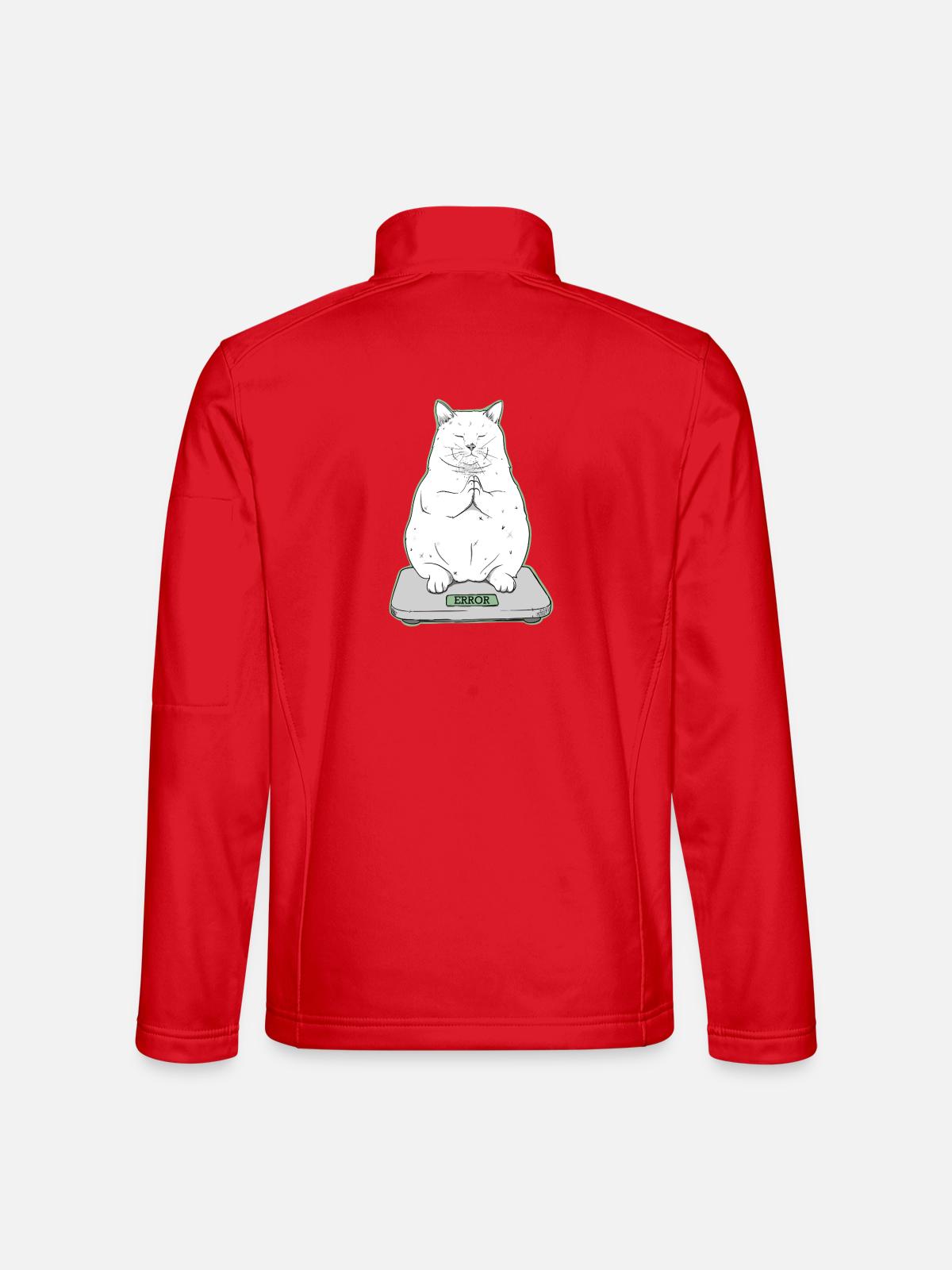 Dicke Katze im Meditationsmodus - Unisex Softshelljacke - Rot - Hinten