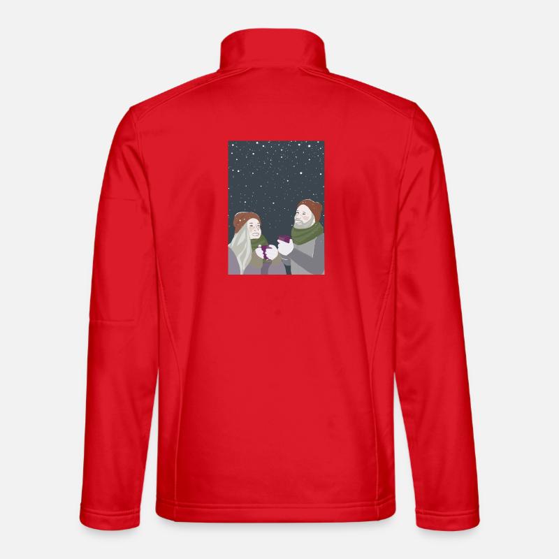 Freunde im Schnee - Unisex Softshelljacke - Rot