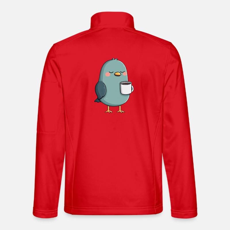 Teal Cup Bird Calm Morning - Unisex Softshell Jacket - red