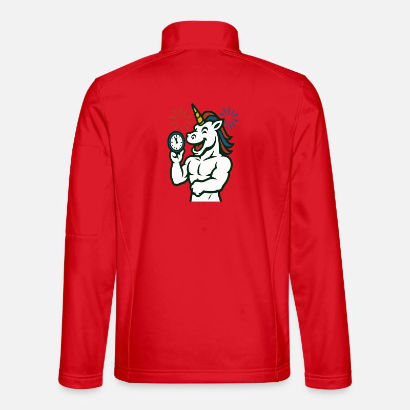 Starkes Einhorn-Zeit-Illustrationsmaskottchen - Unisex Softshelljacke - Rot