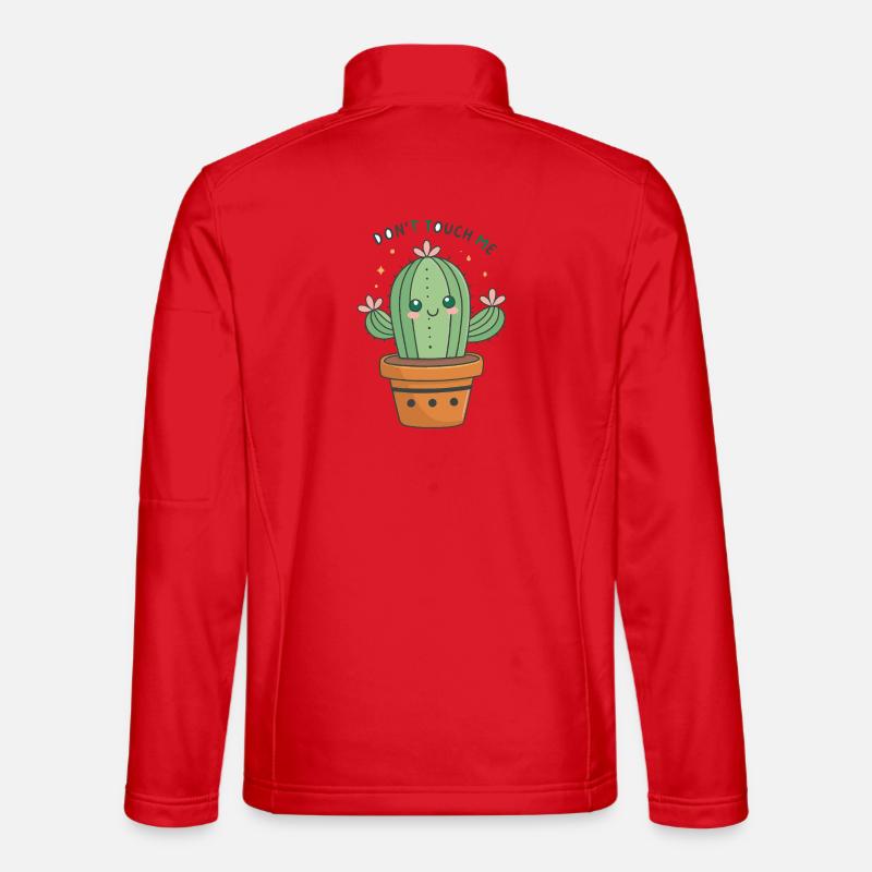 Kawaii Cactus: Don't Touch Me - Unisex Softshell Jacket - red