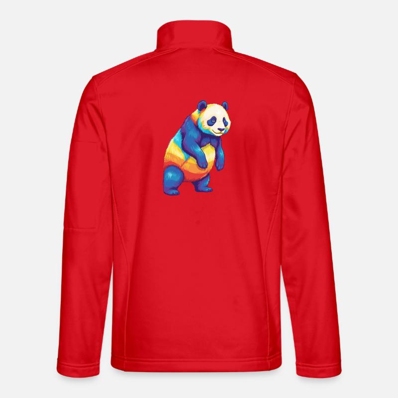 Buntes Panda-Regenbogen-Pop-Art-Aquarell - Unisex Softshelljacke - Rot