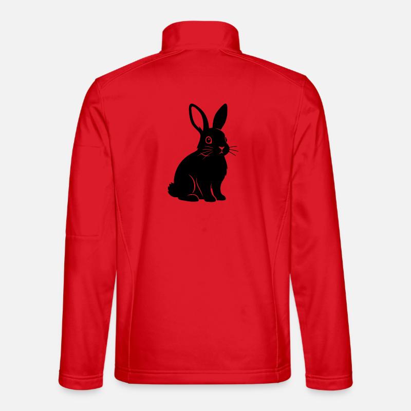 Bunny Rabbit Silhouette Black Vector - Unisex Softshell Jacket - red