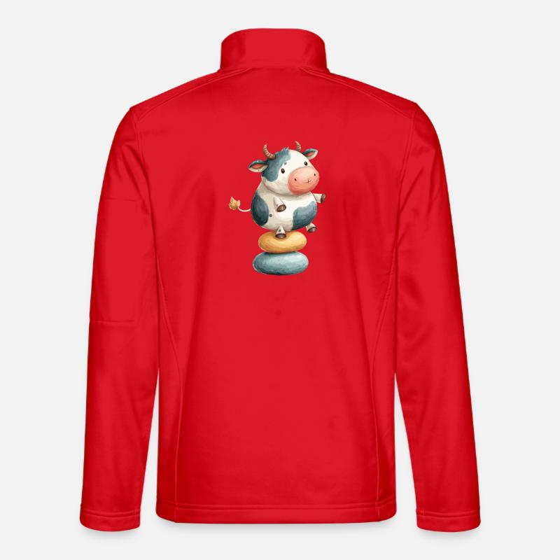 Cow balancing on donuts - Unisex Softshell Jacket - red