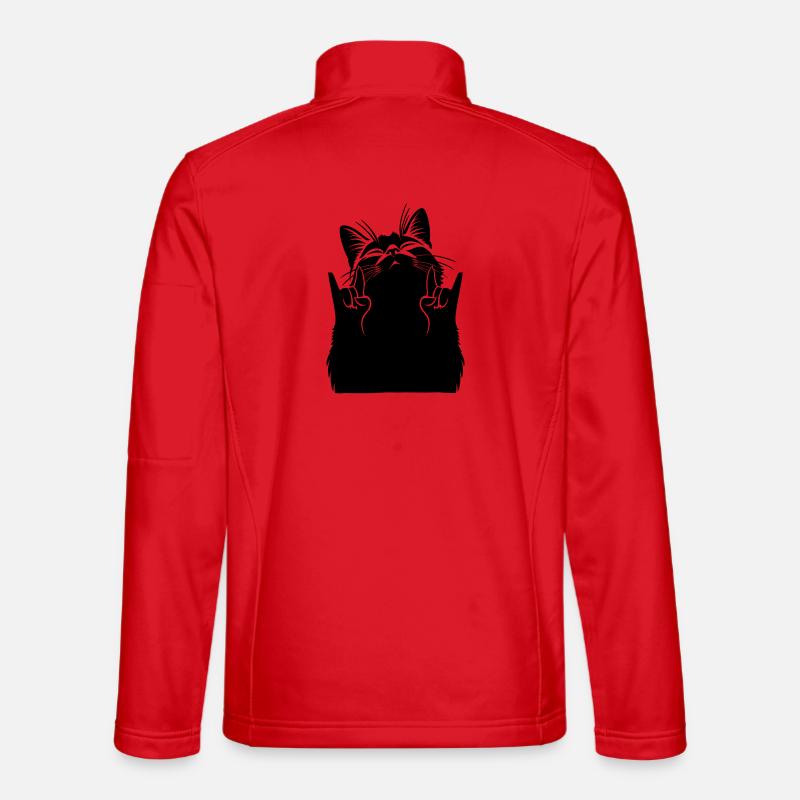 Metal Katze – Rockhandzeichen Silhouette - Unisex Softshelljacke - Rot