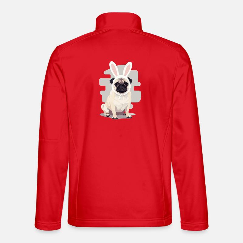 Pug Bunny - Unisex Softshell Jacket - red