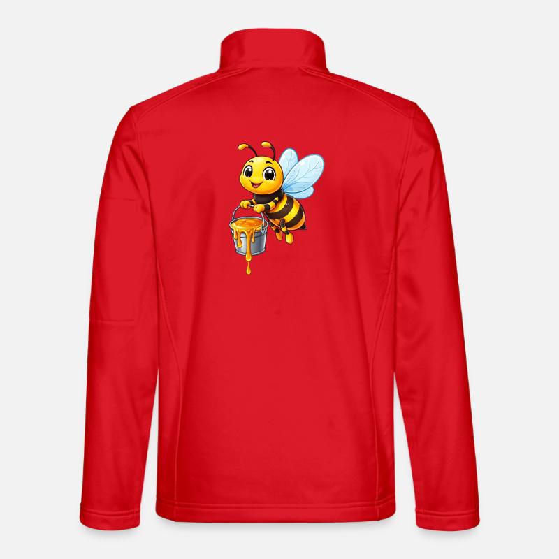 Süße Biene mit Honigeimer Cartoon  - Unisex Softshelljacke - Rot
