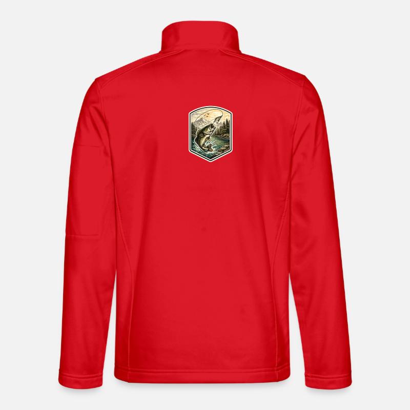 Fischsprung am Bergsee - Unisex Softshelljacke - Rot