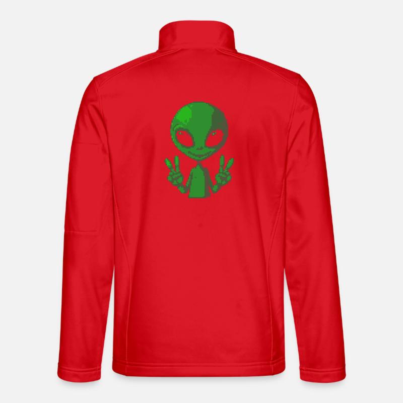 Pixel Alien Peace Sign - Unisex Softshell Jacket - red