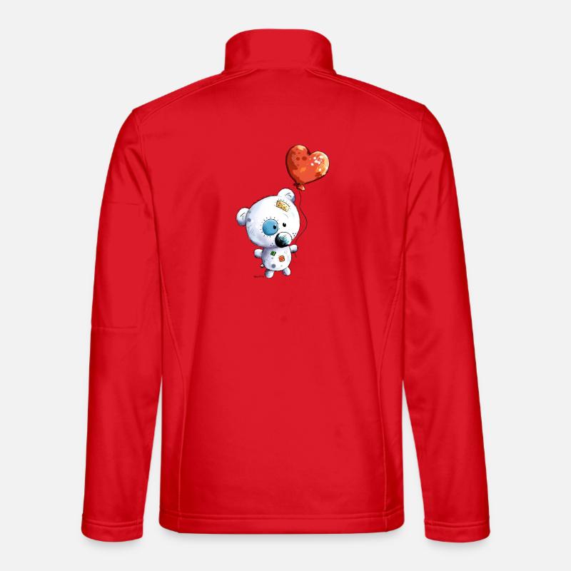 Mignon ours blanc avec un ballon Veste en tissu softshell Unisexe
