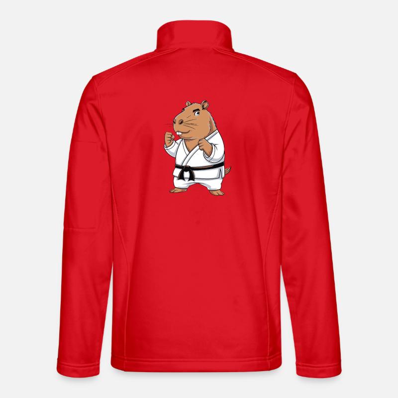 Karate Hamster in Gi - Unisex Softshell Jacket - red