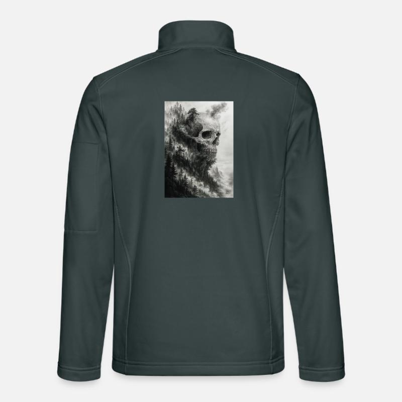 Illustration d'un crâne dans une forêt étrange Veste en tissu softshell Unisexe