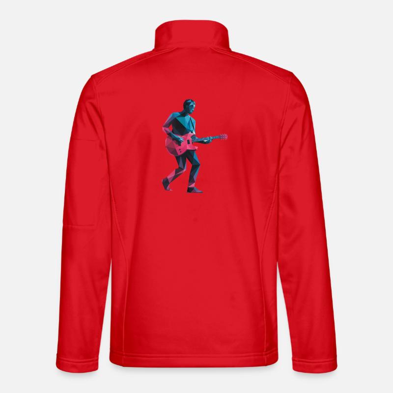 Guitar - Cool Guiratist Music Logo - Unisex Softshell Jacket - red