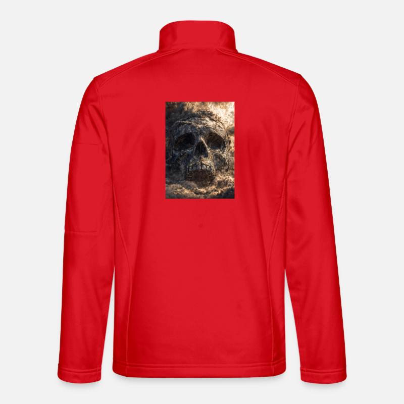 Skull in Storm Clouds - Unisex Softshell Jacket - red