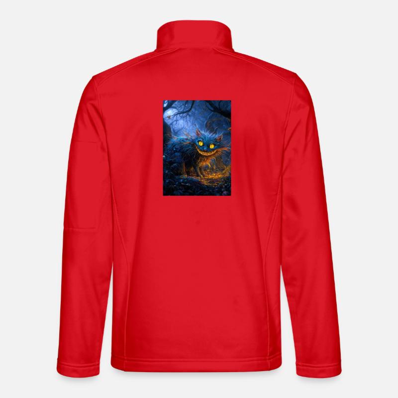 Moonlit Blue Cheshire Cat - Unisex Softshell Jacket - red