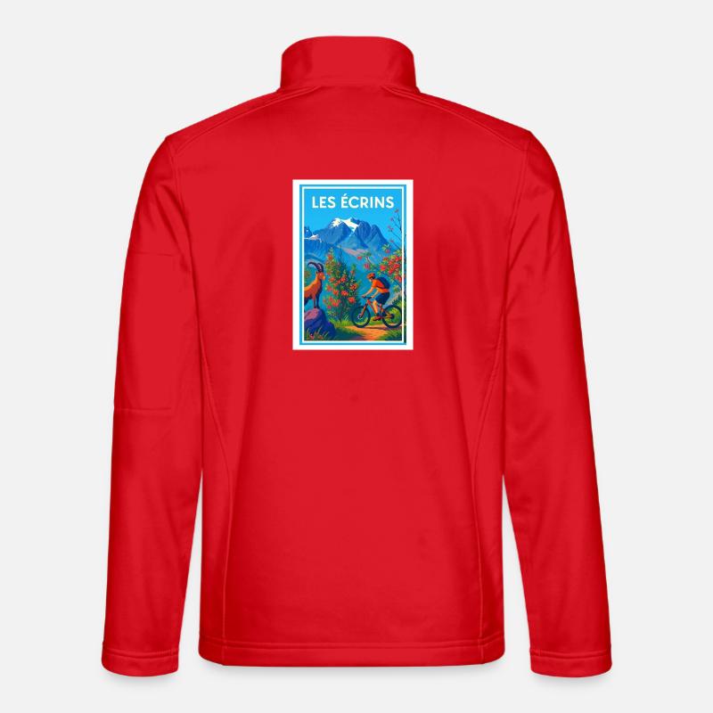 Mountain Biking in the Écrins - Unisex Softshell Jacket - red
