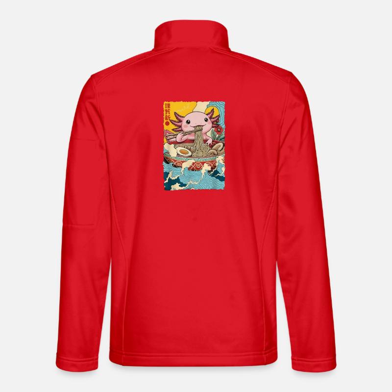 Axolotl isst Ramen Nudeln - Unisex Softshelljacke - Rot