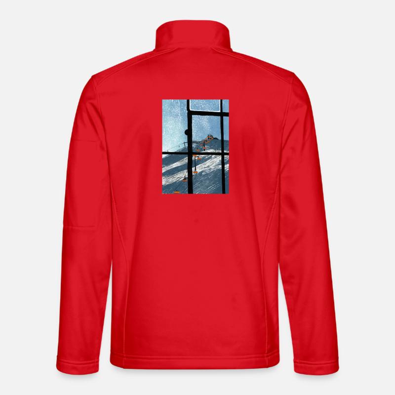Window view ski lift Blau - Unisex Softshell Jacket - red
