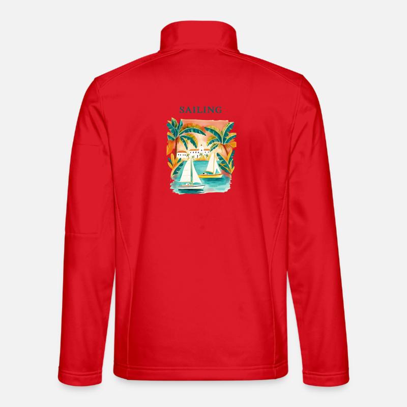 Tropischer Segeltraum am Hafen - Unisex Softshelljacke - Rot
