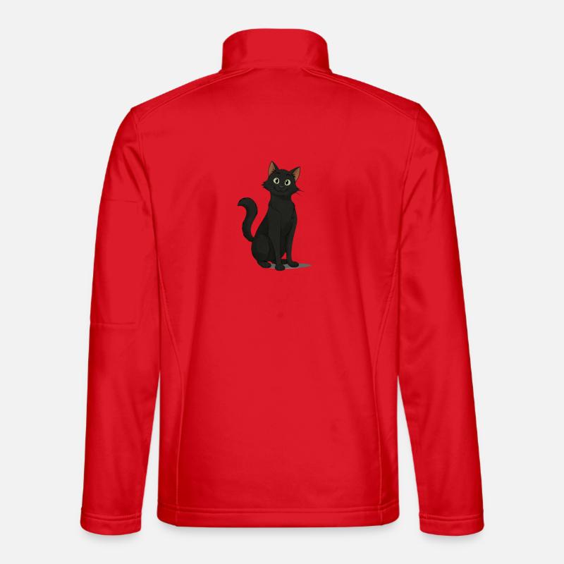 Mischievous Black Cat Illustration Unisex Softshell Jacket