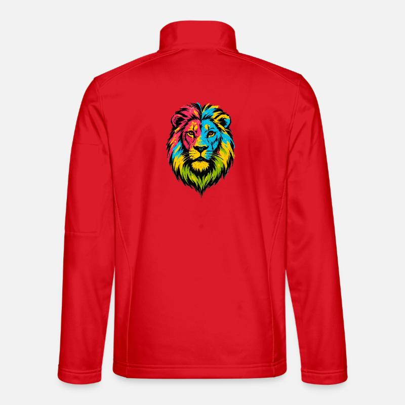 Farbenfroher Wildlöwe – Kunstfarben springen hervor Unisex Softshelljacke