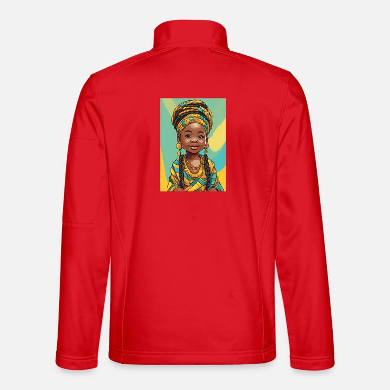 Buntes Afro-Porträtkind - Unisex Softshelljacke - Rot