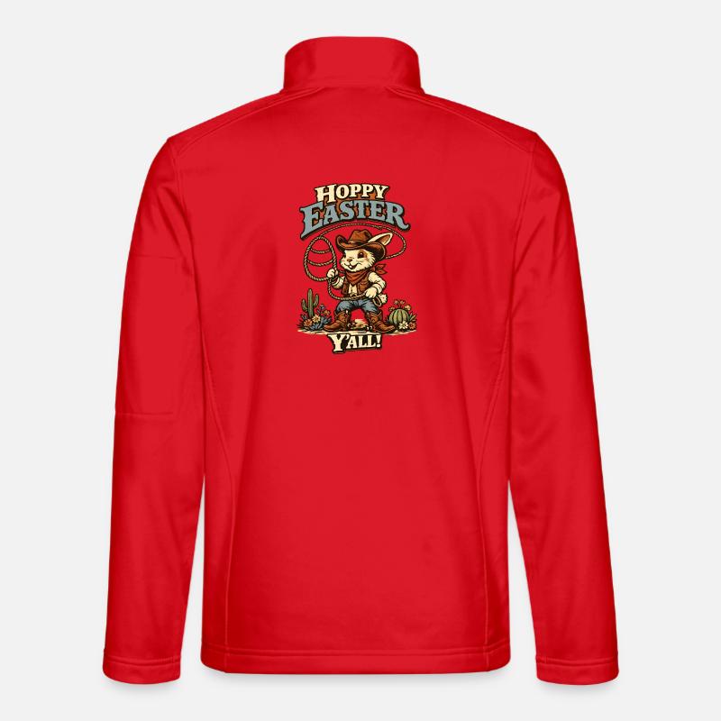 Retro Bunny Howdy Easter Rabbit Ears - Unisex Softshell Jacket - red