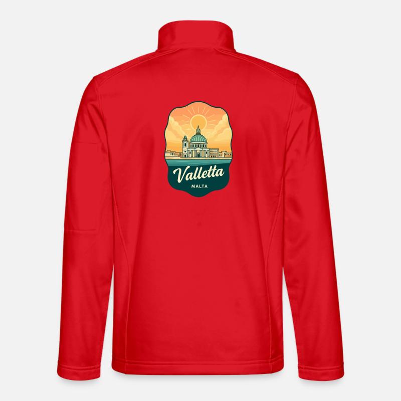 Valletta Malta Retro Sunset Travel Badge - Unisex Softshell Jacket - red